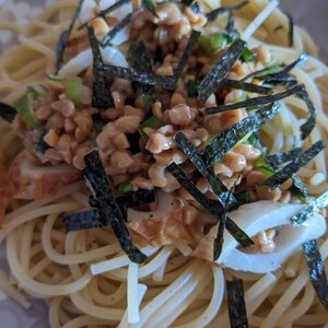 納豆とちくわのスパゲティ＊＊